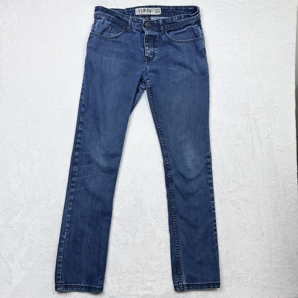 21 Men Skinny Jeans Mens 33x34‎ Blue Straight Leg Denim Button Fly Classic